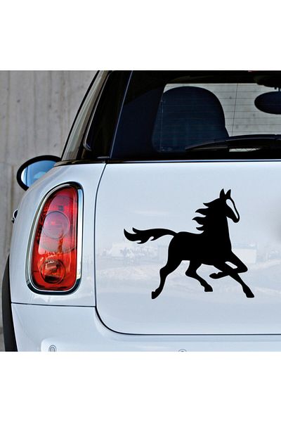 New Jargon Autocolant Running Horse Puppy pentru autovehicul și perete 25cm - negru