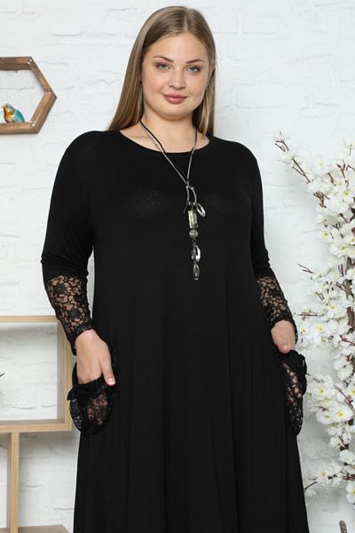 Kheos Special Design Lace Detailed Long Sleeve Dress