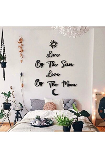 HTS TASARIM "live By The Sun, Love By The Sun" Ahşap Duvar Yazısı