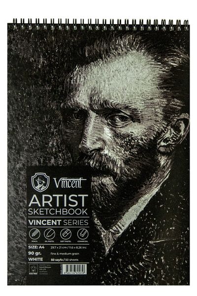 Vincent Vincent Artist Sketchbook - White, 90g, A4, 50 Sheets