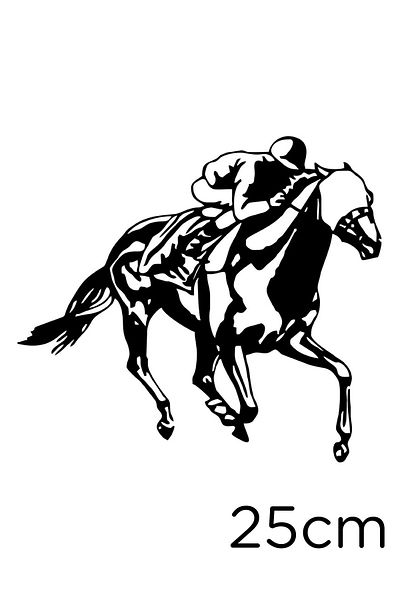 New Jargon Autocolant Jockey Racing On Horse 25cm - Negru
