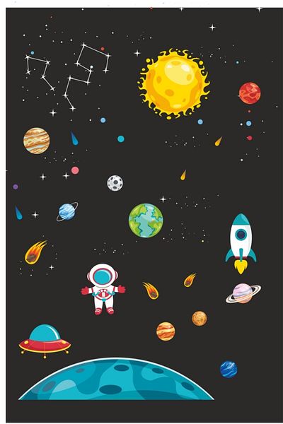 ENGINPRINT Giant Space Solar System Kids Room Sticker Set