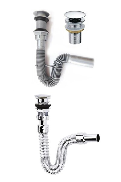 ARMİLLA ARMATÜR Pop-up Krom Kaplama Bas-stop Körüklü Lavabo Eviye Sifon