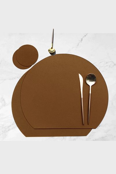Esafe Home Viluxe кръгъл кожен американски сервиз, 8 части, за 4 души