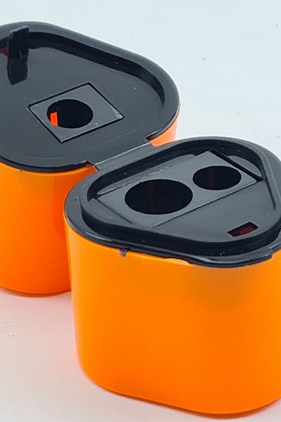 TGB 3 Pieces Luxury Pencil Sharpener with Tank Pencil Sharpener Wooden Pencil Opener Orange