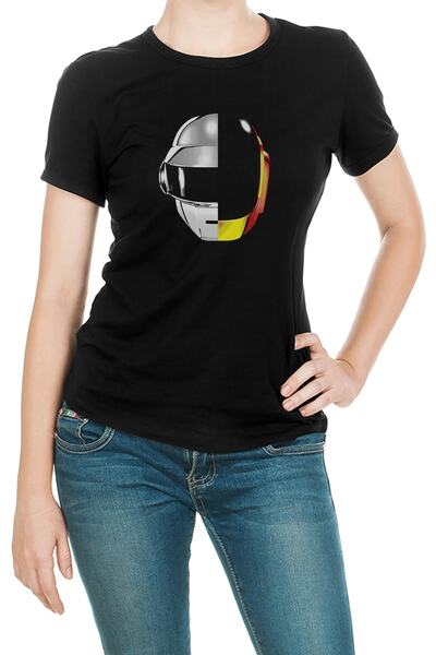 QIVI Daft Punk Ram Štampano Crna Ženska Pleteno Majica T-shirt T-shirt