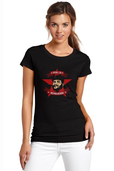 QIVI Che Guevara Viva La Revolucion Štampano Crna ženska Pleteno majica