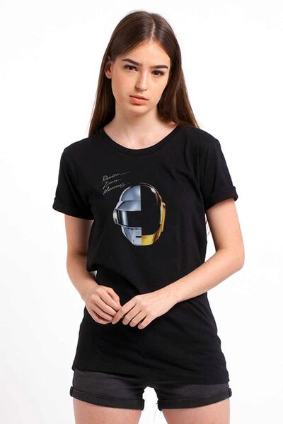 QIVI Daft Punk Ram Štampano Crna Ženska Pleteno Majica T-shirt T-shirt