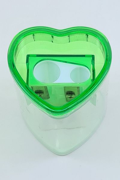 TGB Heart Pencil Sharpener Two-Eye Pencil Sharpener Double Sided Pencil Sharpener with Tank Green
