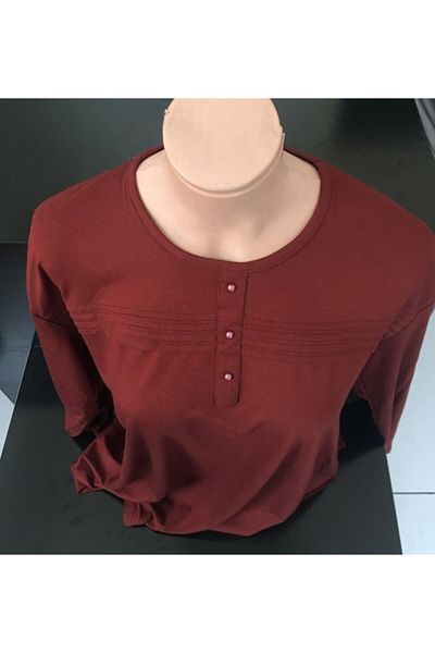 sevdalı Γυναικεία Πλακάκι Plus Size Mother Χτενισμένη Βαμβακερή Μπλούζα Civili