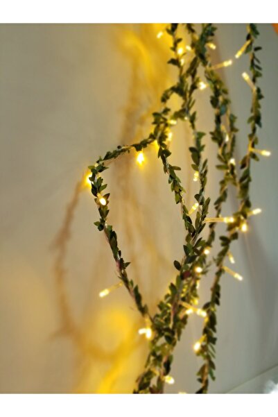 KozmoParti 10 Metre Dekoratif Tel Şerit Yapay Yaprak Fişli Led Sarmaşıklı Işı...