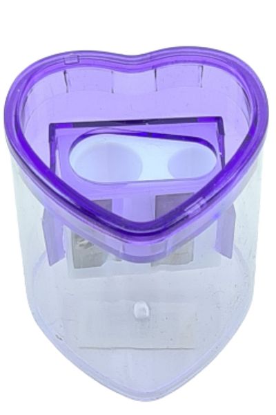 TGB Heart Pencil Sharpener Two-Eye Pencil Sharpener Double Sided Pencil Sharpener with Tank Purple