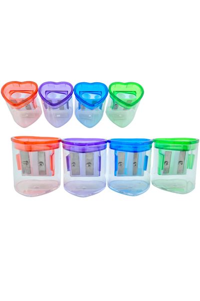 TGB Heart Pencil Sharpener Two-Eye Pencil Sharpener Double Sided Pencil Sharpener with Tank 4 Pieces