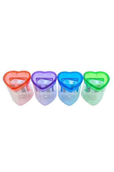 TGB Heart Pencil Sharpener Two-Eye Pencil Sharpener Double Sided Pencil Sharpener with Tank 4 Pieces