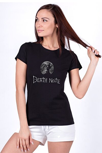 QIVI Death Note Štampano Crna Ženska Pleteno Majica T-shirt Majica