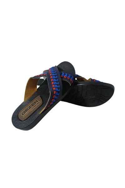 GEZER Ge0110-010 Men's Navy Blue Red Daily Slippers
