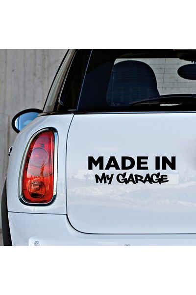 New Jargon Made In My Garage Text Autocolant Lipire 35cm - Negru