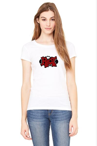 QIVI Riot Logo Štampano Bela ženska Pleteno majica