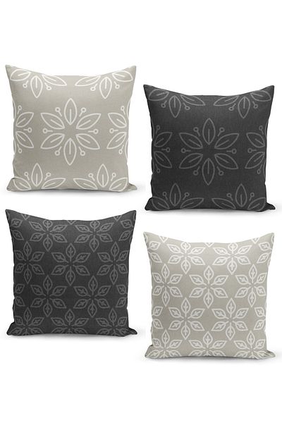 Filamente Set de huse de pernă din 4 piese Tweed Vizualizare fundal cu model linie mono