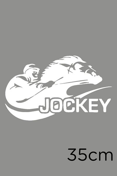 New Jargon Autocolant de perete cu lipire de jockey și cal în galop 35 cm - alb