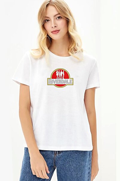 QIVI Riverdale Jurassic Park Logo Štampano Bela Ženska Pleteno Majica