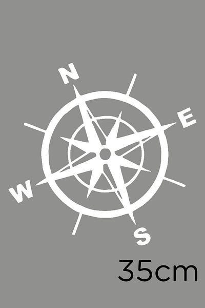 New Jargon North South Compass Autocolant fără detalii Lipire 35cm - Alb