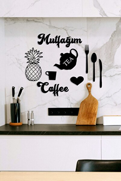 HTS TASARIM Mutfağım Ananas Mutfak Konsepti Ahşap Duvar Dekoru 9 Parça