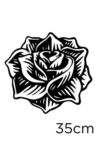 New Jargon Spring Opened Rose Grain Sticker Paste 35cm for Vehicle and Wall - Black