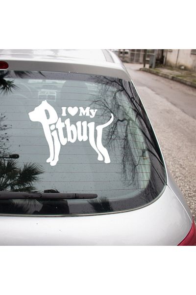New Jargon Autocolant pentru vehicul I Love My Pitbull Dog 35cm - Alb
