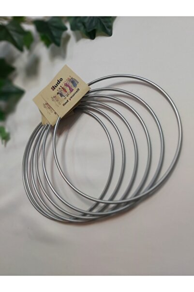 Enludo طقم حلقة مكرامية معدنية مقاس 17 سم مكون من 5 قطع حلقة حلم مجلفنة