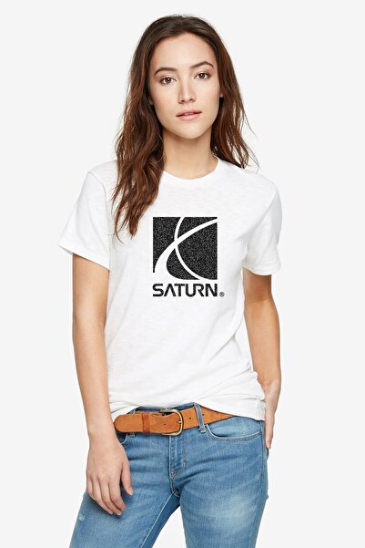QIVI Saturn Štampano Bela Ženska Pleteno Majica T-shirt Majica