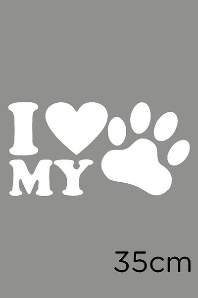 New Jargon I Love My New Pet Paw Autocolant pentru vehicule Lipire 35cm - Alb