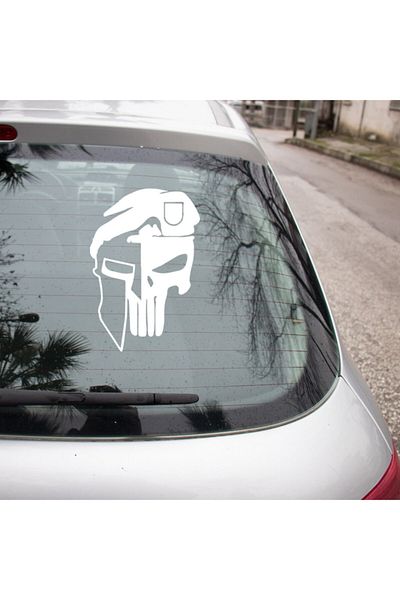 MIGNATIS Autocolant cu mască albă cu craniu de 25 cm cu beretă - Lipire