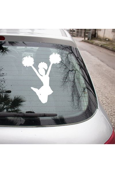 MIGNATIS Autocolant Fată Pompon care sări cu fustă legată de păr 25cm - Alb