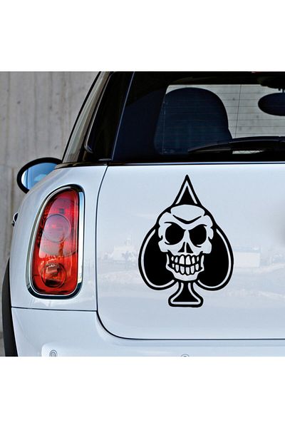 MIGNATIS Autocolant pentru mașină Heart Pastor And Skull 35cm - Negru
