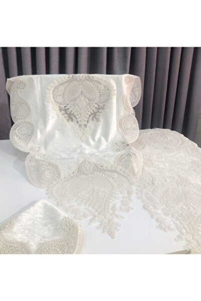 YÜCEL ÇEYİZ Zümrüt Salon Takımı 5 Parça Krem