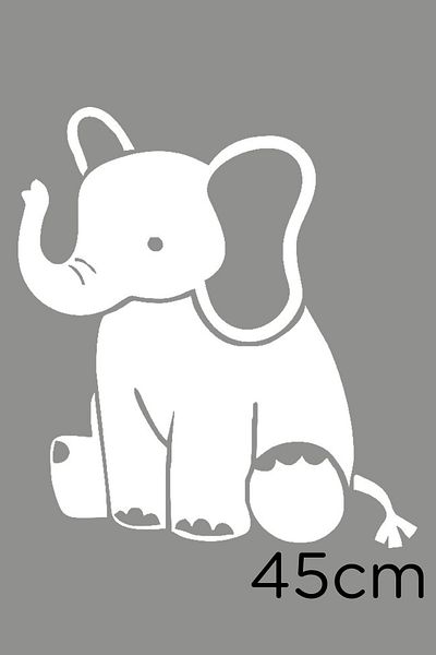 MIGNATIS Autocolant drăguț pui de elefant așezat pe podea 45 cm - alb