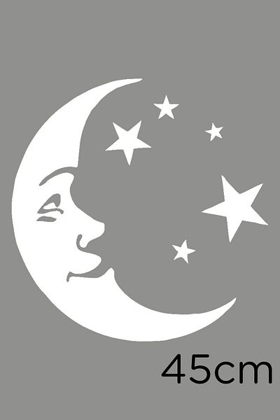 MIGNATIS Autocolant Autocolant Bunicul Steaua Mica Si Luna Mare 45cm - Alb