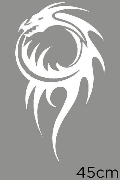 MIGNATIS Autocolant alb cu dragon de foc de 45 cm - lipire cu autoalimentare