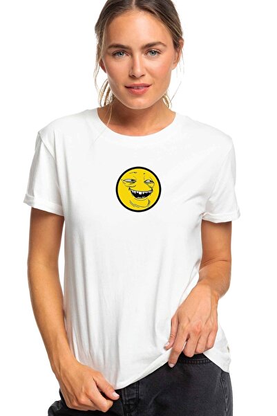 QIVI Smile Trollface Internet Trol Smile Face Štampano Bela Ženska Pleteno Ma...