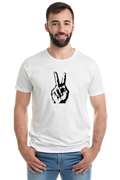QIVI Znak pobede Štampano Beli muškarci Pleteno Majica T-shirt T-shirt