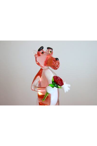 ADAMODART Pembe Panter El yapımı Cam Biblo