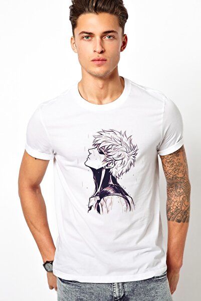 QIVI Anime One Punch Man Genos Štampano Bela muška Pleteno majica