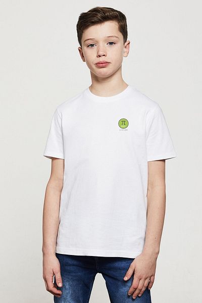 QIVI Tricou unisex pentru copii, alb, verde, cu sigla imprimată