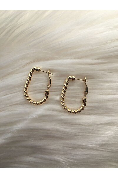 ÇELİKSİLVERTAKI أقراط دائرية ملتوية مستطيلة ذات جودة قفل إيطالية