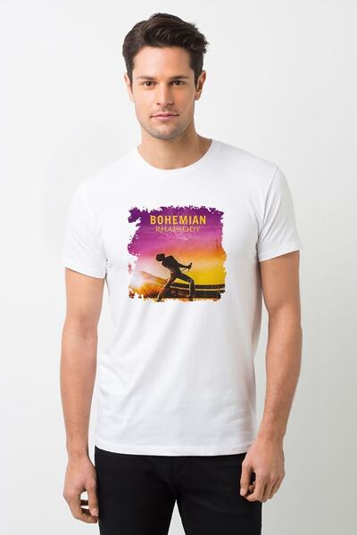 QIVI Kraljica Bohemian Rhapsody majica Štampano bela muška Pleteno