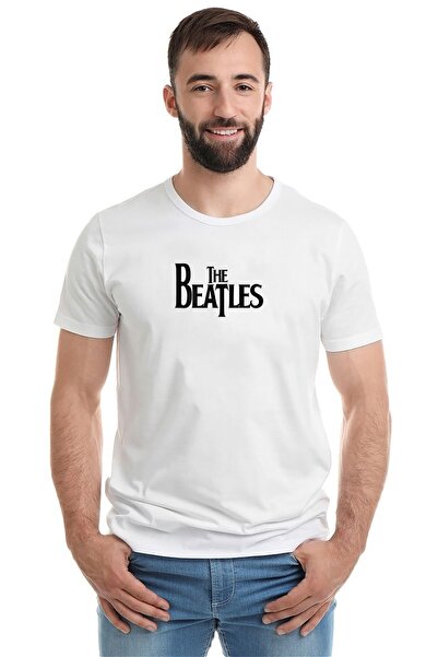 QIVI Bela muška pletena majica sa printom The Beatles