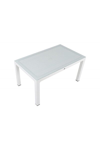 Mandella 90x150 Elit Rattan Masa (CAMLI) Beyaz