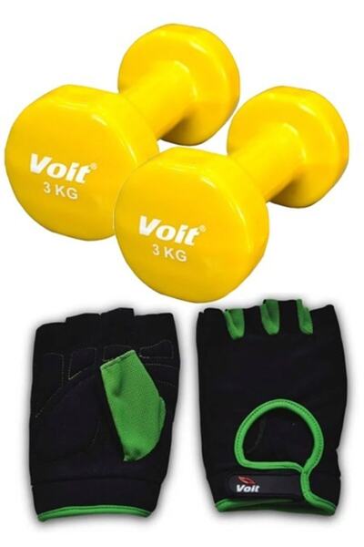 Voit Db107 3kg Sarı Dumbell 2 Adet +1731 Ağırlık Eldiveni Yeşil