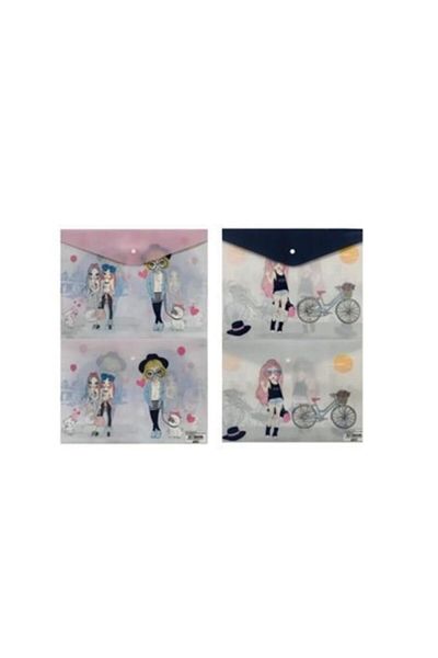 Puti Girls Patterned A4 Snap Envelope File - 4 Pieces